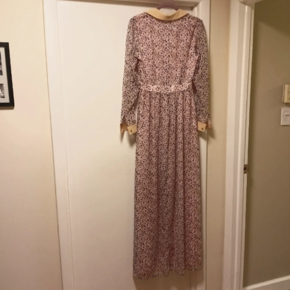 Lucio Women's Dress Floral Long Sleeve button to waist shirt dress sz M - Picture 8 of 12